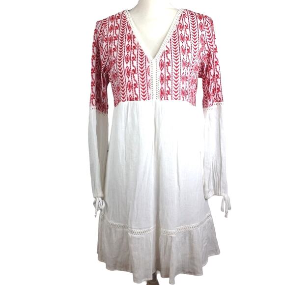 Xhilaration  White Embroidered  Eyelet Dress Boho Peasant Size M - Picture 1 of 8